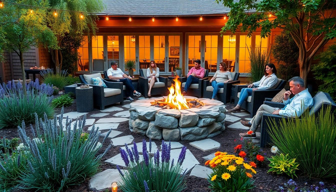 patio backyard fire pit ideas landscaping